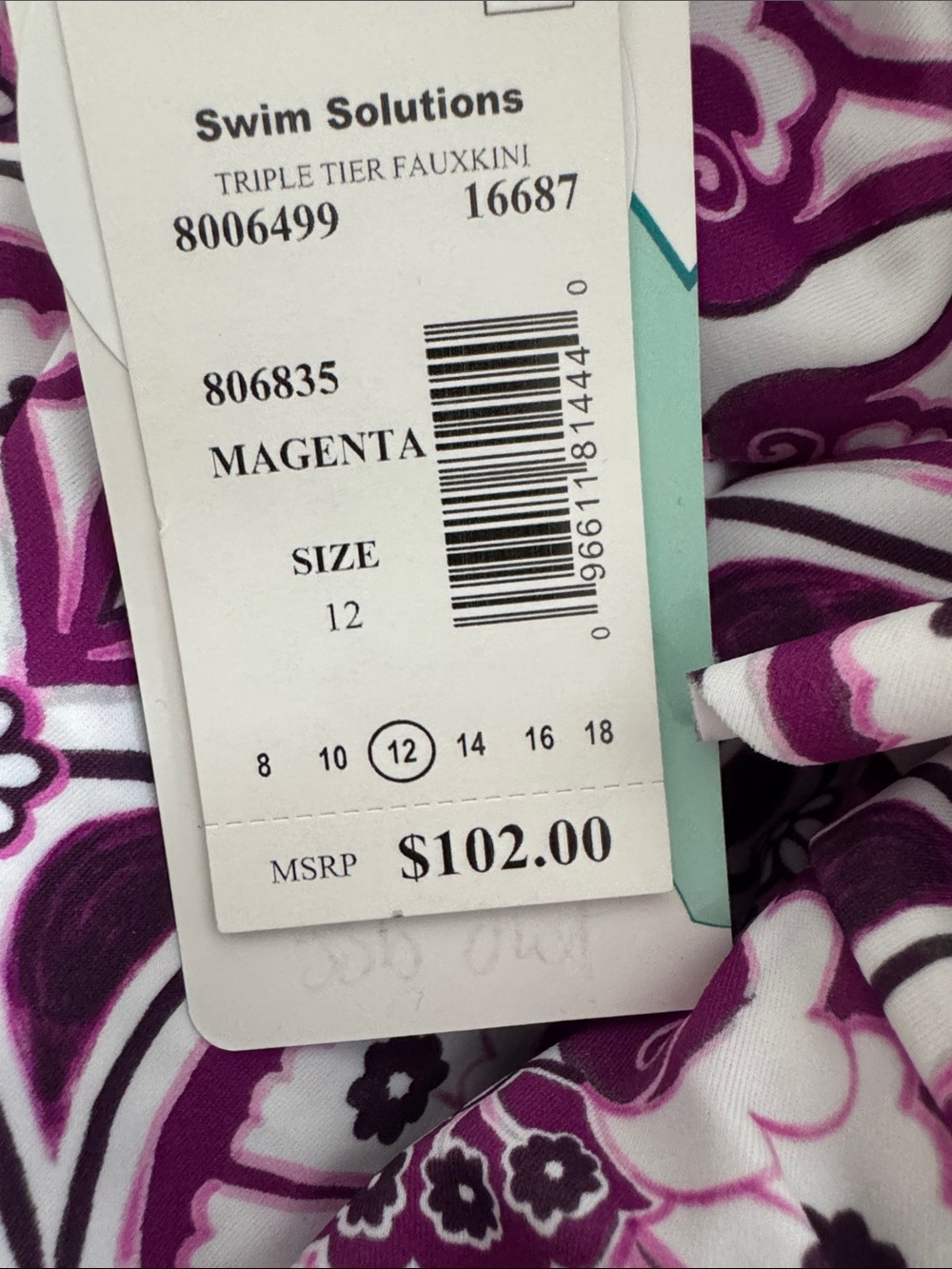 Women's Printed Tiered Fauxkini One-Piece Swimsuit NWT - Picture 5 of 6